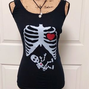 Mathernity ➡️NEW Skeleton Pregnancy Tank Top Shirt black; Size Small 👶🏻♥️
